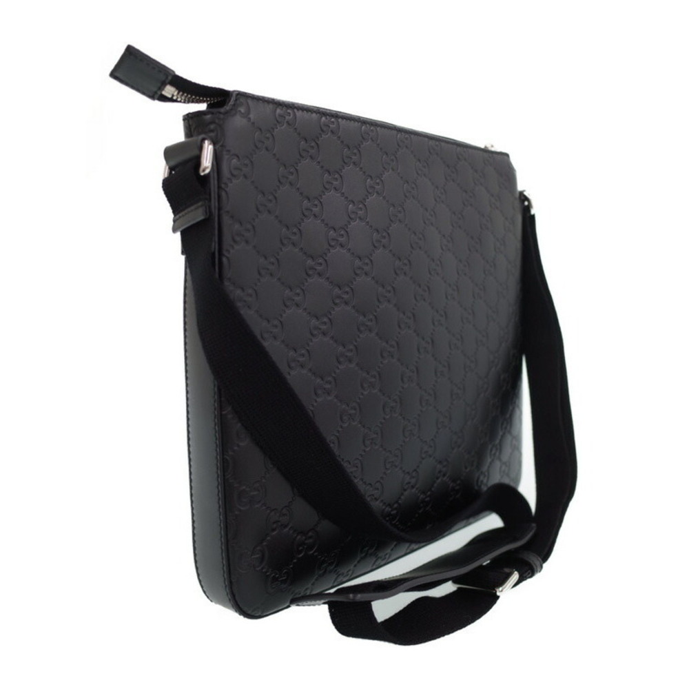 Gucci ssima Black Bag Leather Messenger Crossbody Signature